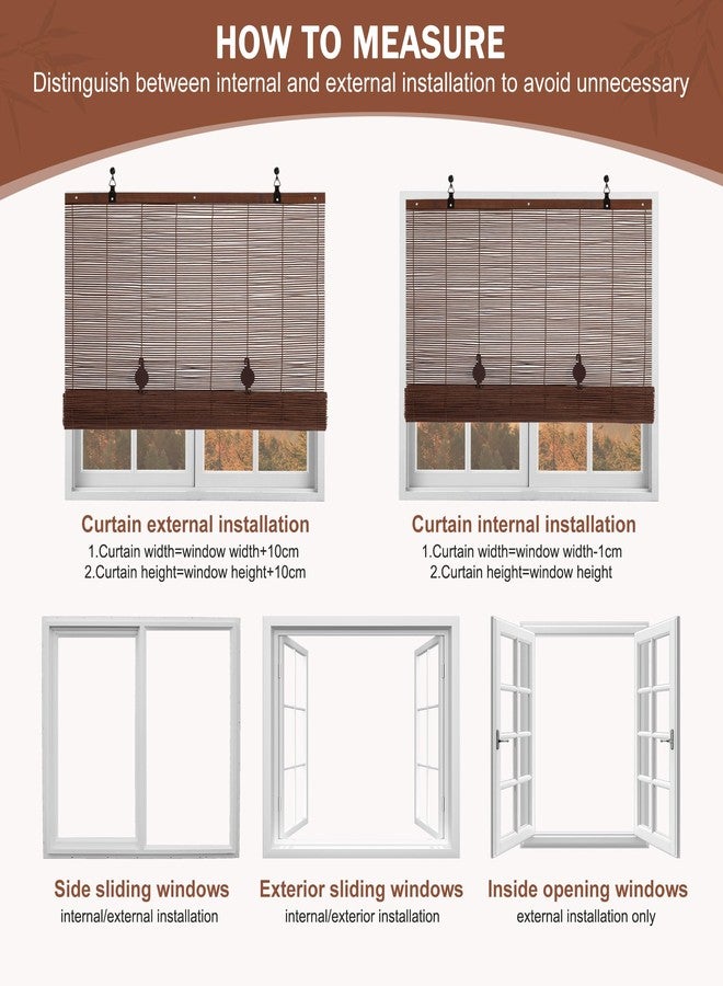 ALIMOO Cordless Bamboo Blinds for Interior Windows, Light Filtering Cordless Roll Up Windows Shade for Indoor Outdoor Home Patio Porch, 24" W x 72" H - Image 5